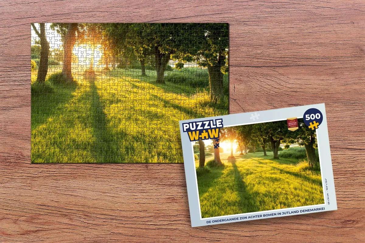 PuzzleWow Legpuzzel De ondergaande zon Jutland 500 Stuks - Multicolor