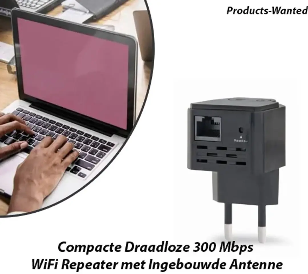 Compacte Draadloze 300 Mbps WiFi Repeater met Ingebouwde Antenne