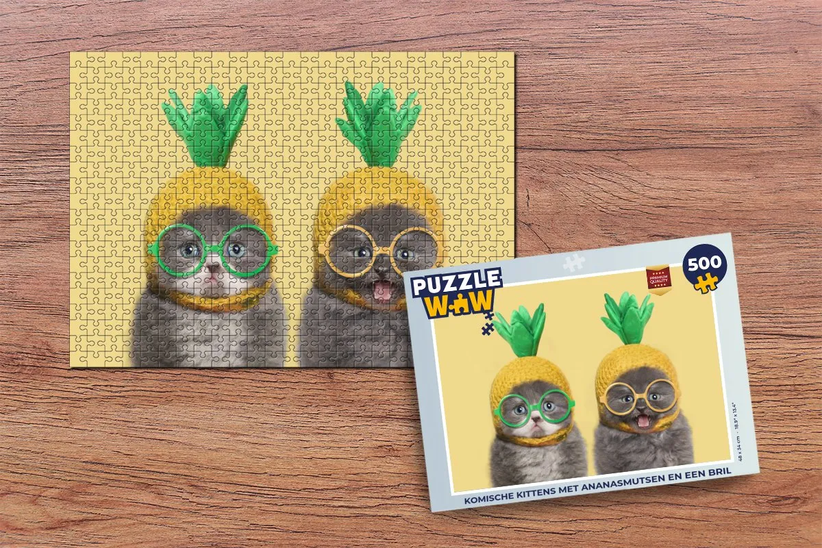 PuzzleWow Komische Kittens Legpuzzel 500 Stuks - Multicolor