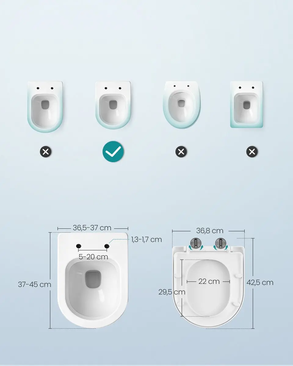 Songmics BTL002WZ01 WC Bril D-vorm - Softclose - Wit - afbeelding 2 van 6