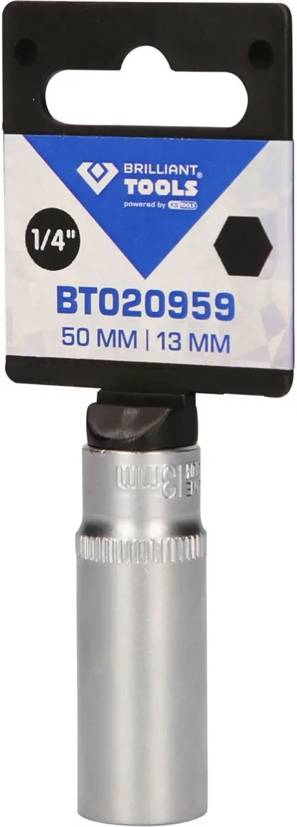 Brilliant Tools BT020959 Zeskant Dop 13mm 1/4" Lang - afbeelding 4 van 4