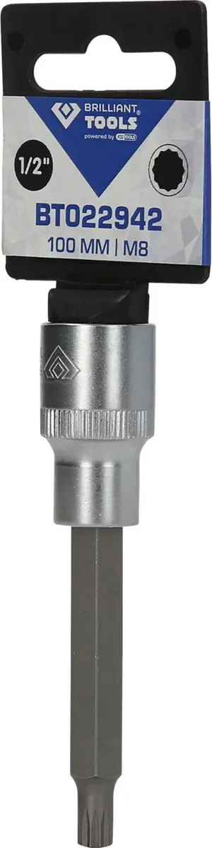 Brilliant Tools BT022942 Veelzahn Bit-Dop M8 - 1/2" - 100mm - afbeelding 2 van 4