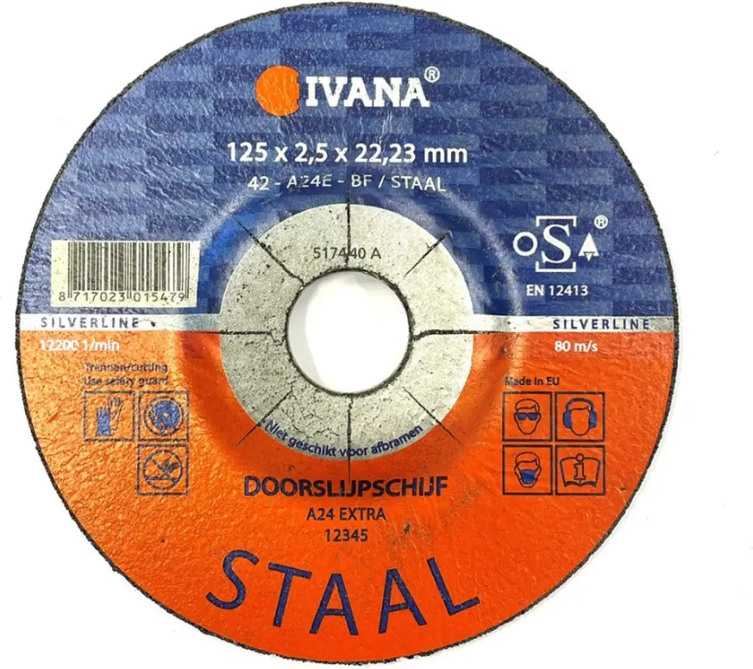 Ivana Doorslijpschijf Staal Conisch 125x2.5x22.2mm