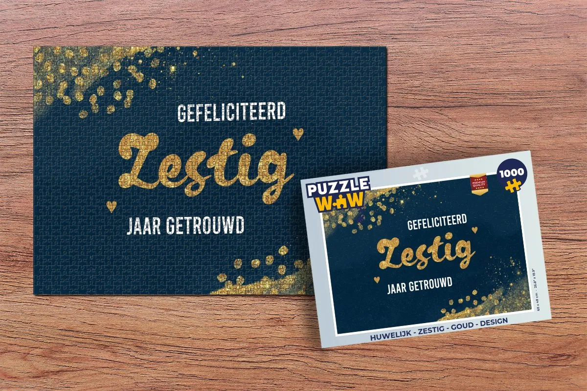 PuzzleWow Gefeliciteerd Zestig Jaar Getrouwd Legpuzzel 1000 Stuks - Multicolor