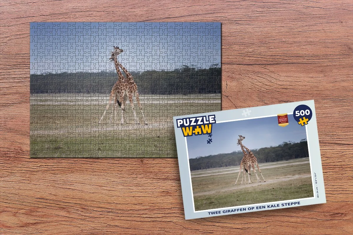 PuzzleWow Legpuzzel Twee giraffen op de steppe 500 Stuks