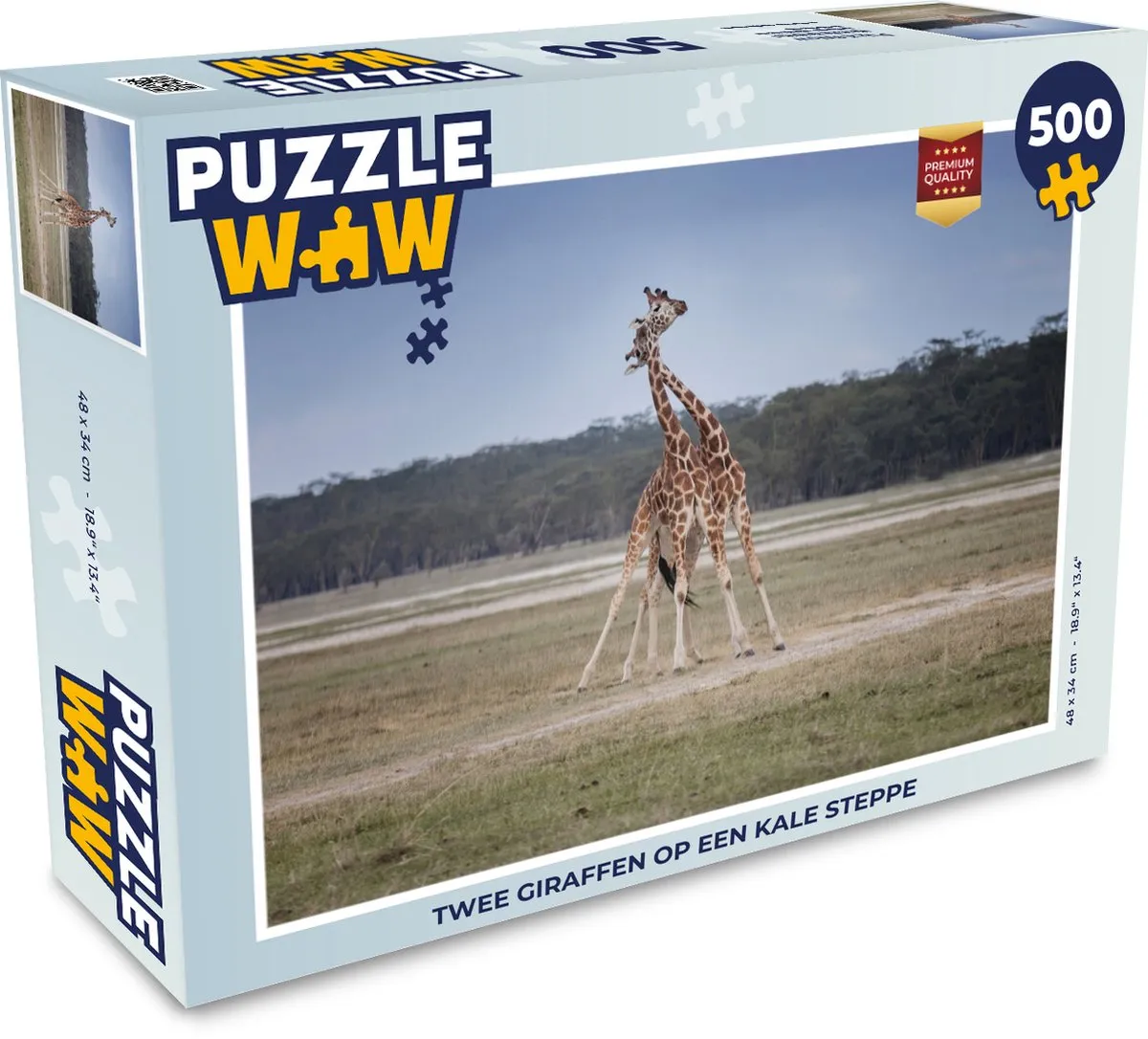 PuzzleWow Legpuzzel Twee giraffen op de steppe 500 Stuks - Multicolor