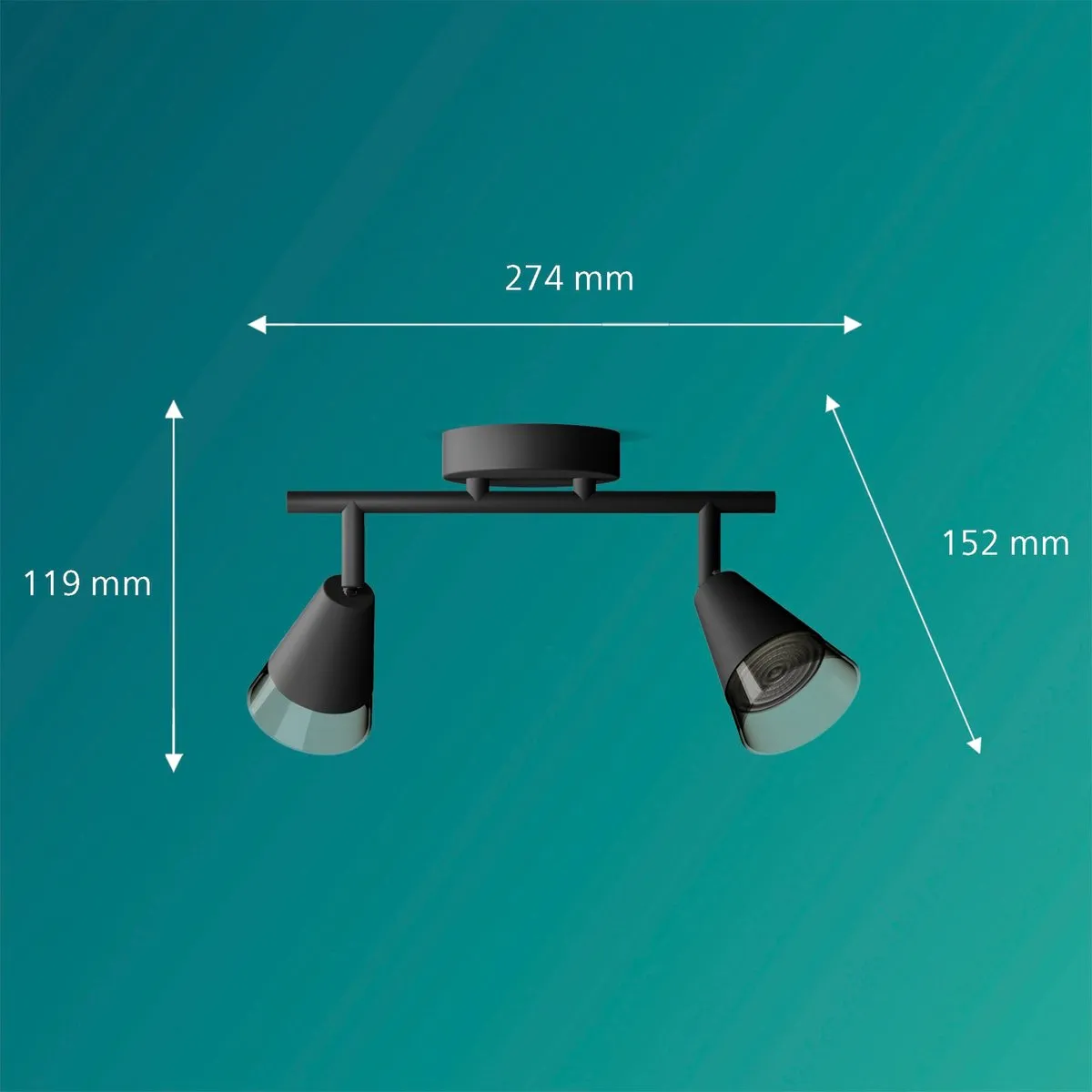 Philips Cleft Opbouwspot Zwart - 2x GU10 4,8W Warmwit