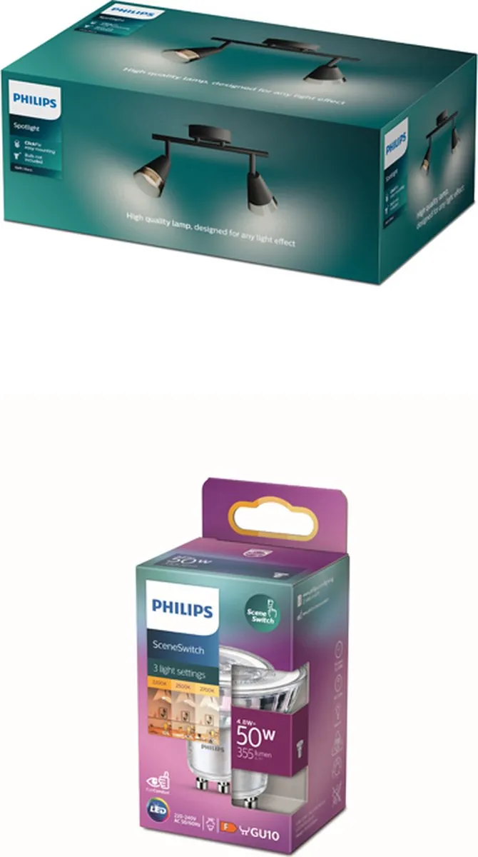 Philips Cleft Opbouwspot Zwart - 2x GU10 4,8W Warmwit - afbeelding 6 van 6