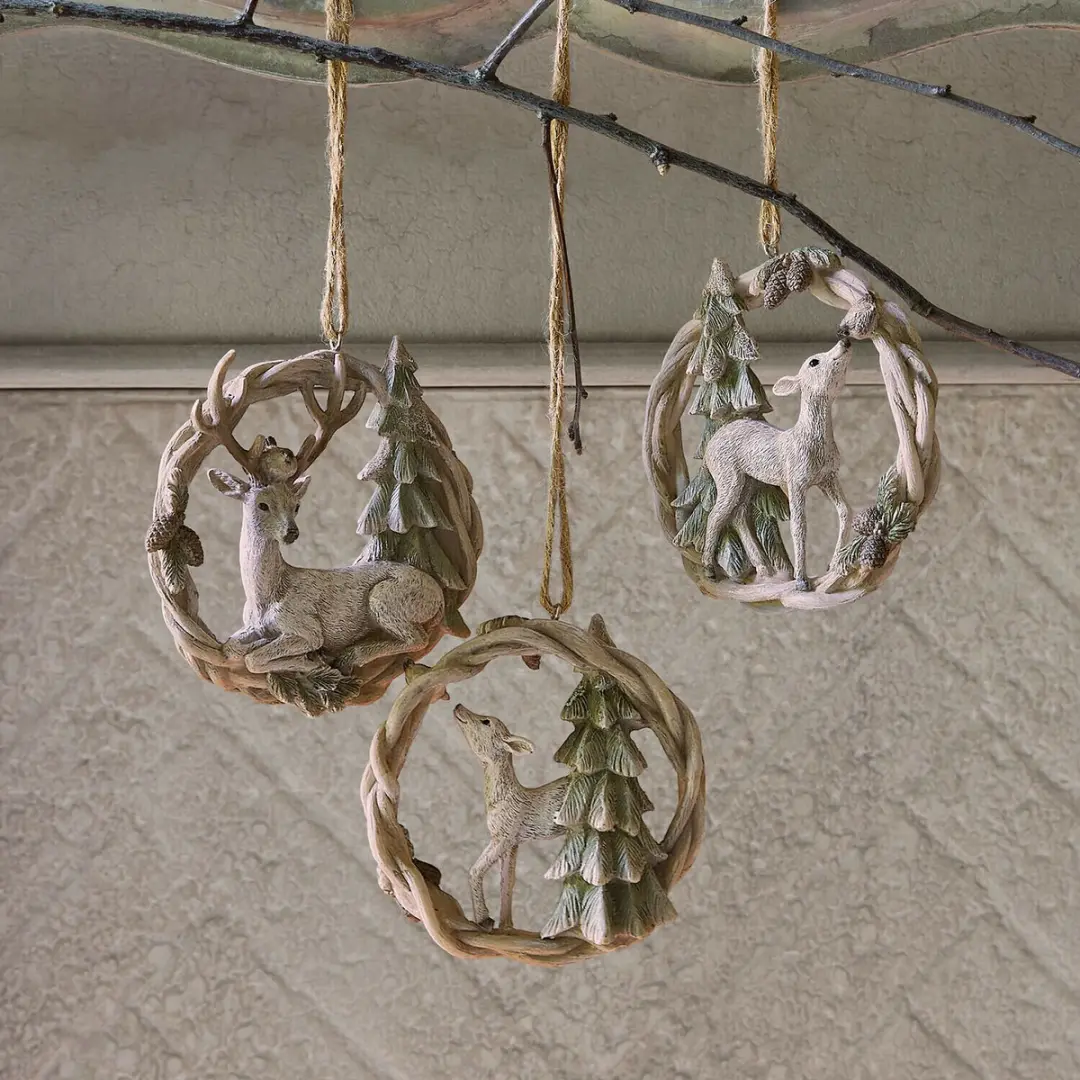 Loberon Miranah hanger set van 3 - Bruin/Groen - afbeelding 2 van 4