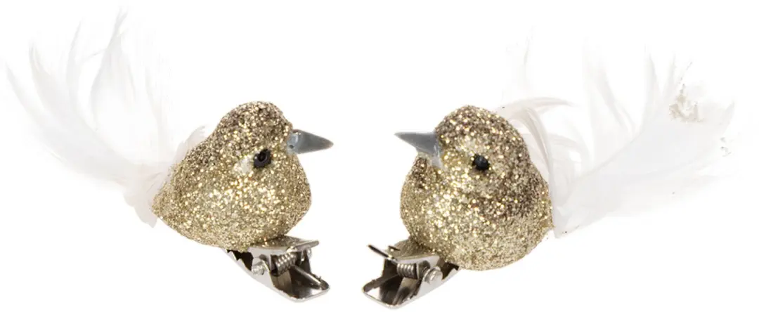 Ornament foam l2b5h3 cm vogelclip goud 4st kerst Decoris