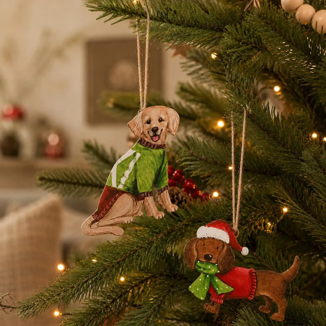 Kaemingk Ijzeren Hond Kerstornament 12.5cm - Multi - 2 stuks - afbeelding 5 van 6