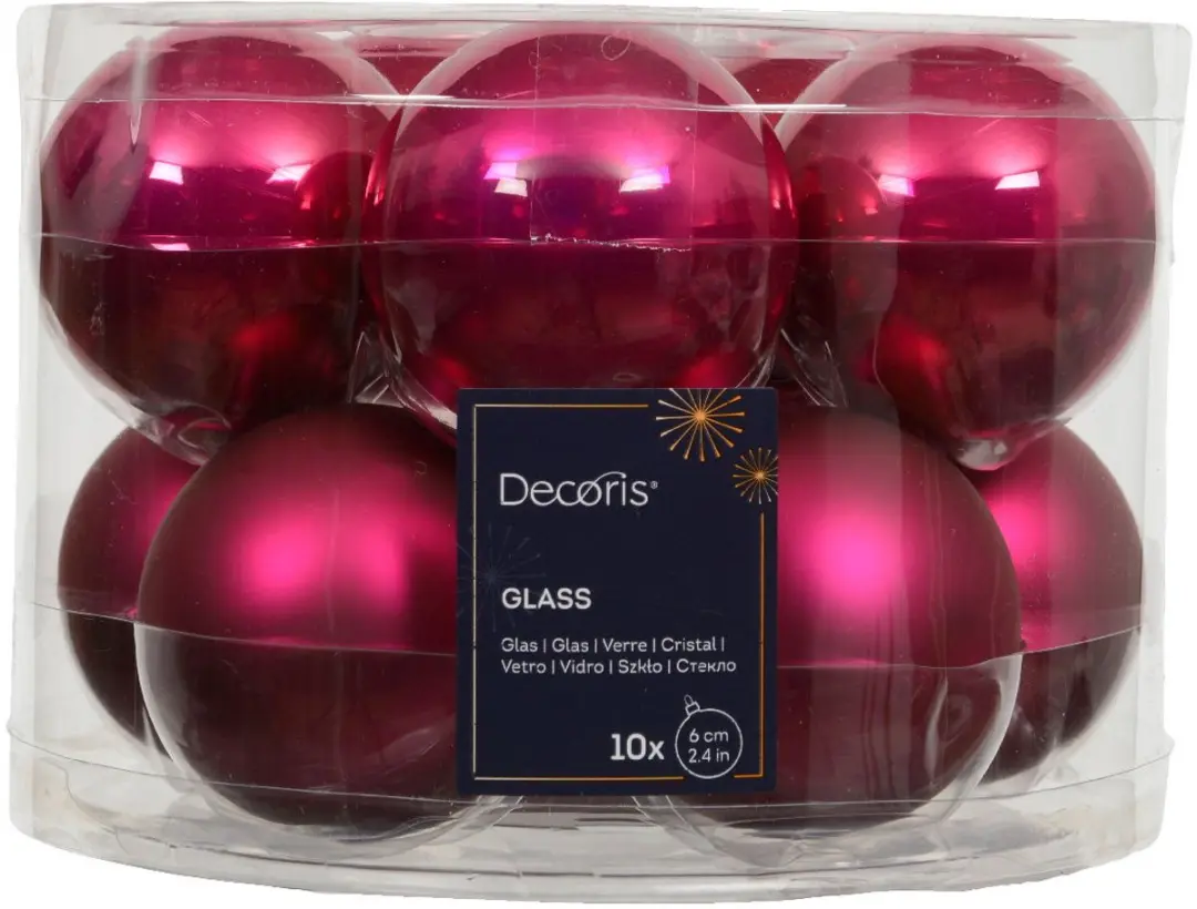 Kerstballen glas d6 cm pink 10 st