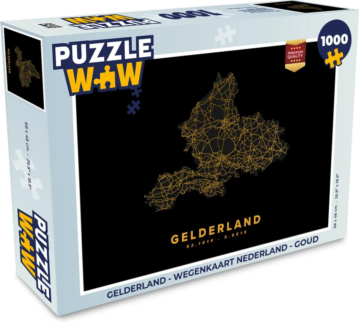 PuzzleWow Gelderland Wegenkaart Nederland Legpuzzel 1000 Stuks