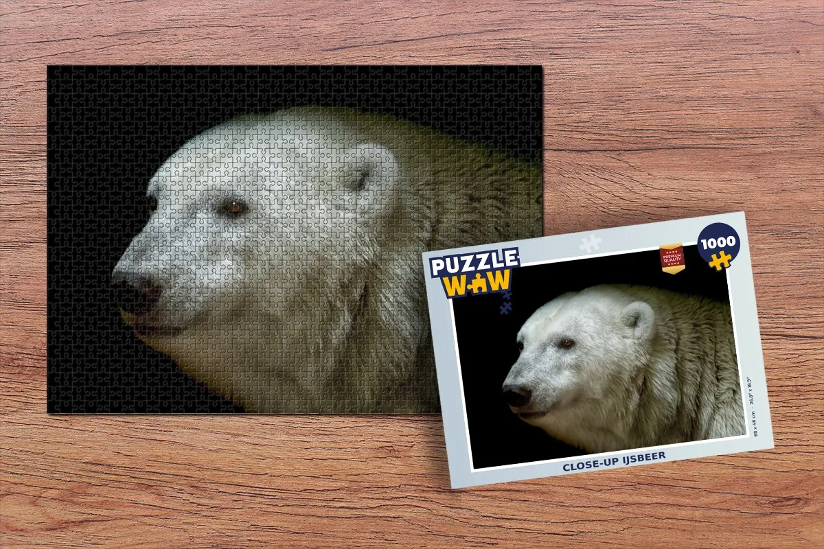 PuzzleWow Close-up IJsbeer Legpuzzel 1000 Stuks - Multicolor