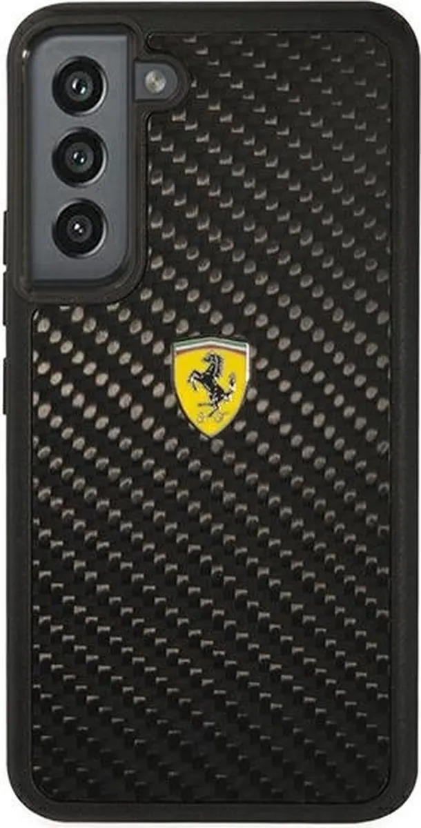 Ferrari Hoesje Samsung Galaxy S22 - Effen Zwart Carbon
