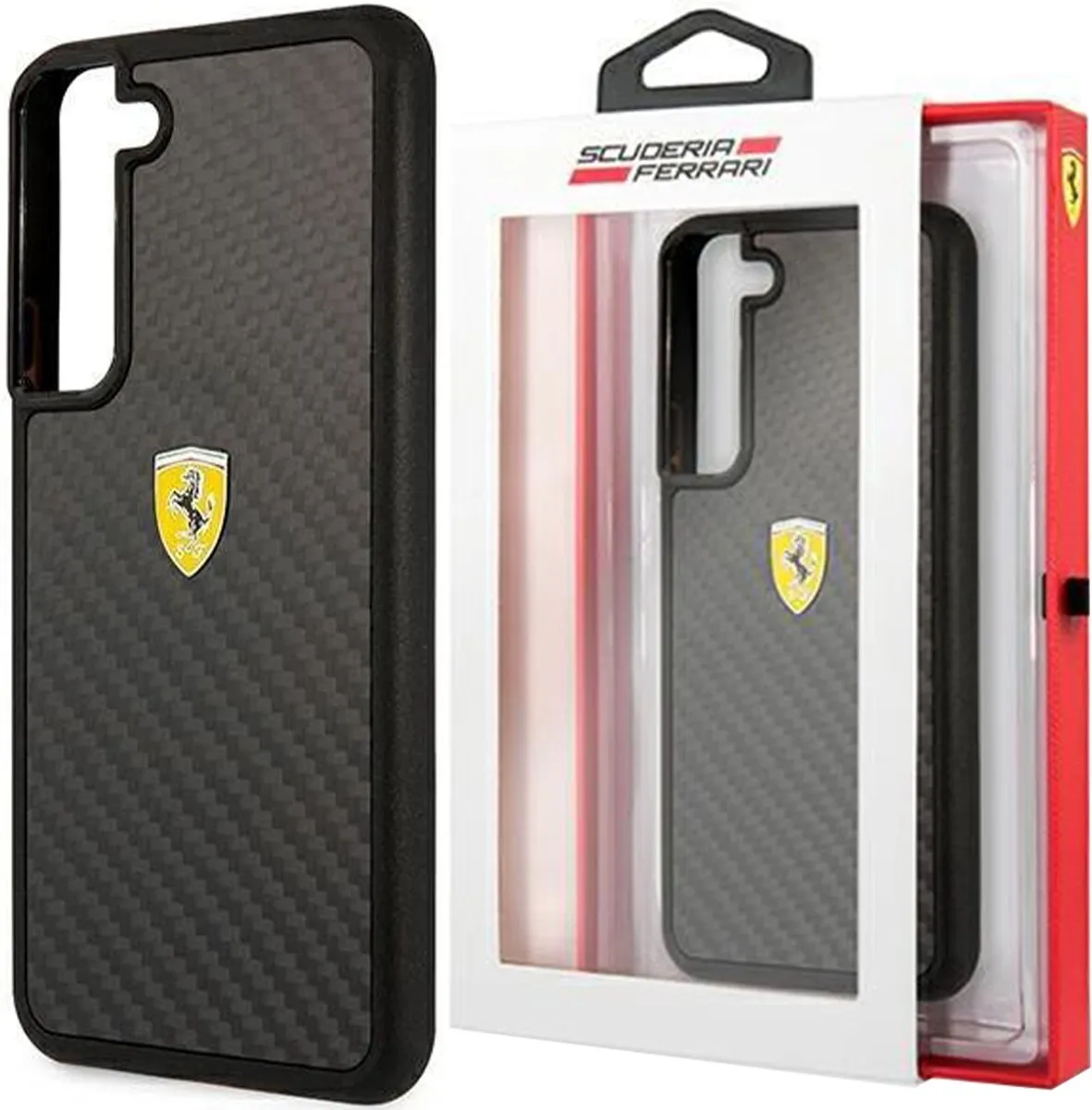 Ferrari Hoesje Samsung Galaxy S22 - Effen Zwart Carbon