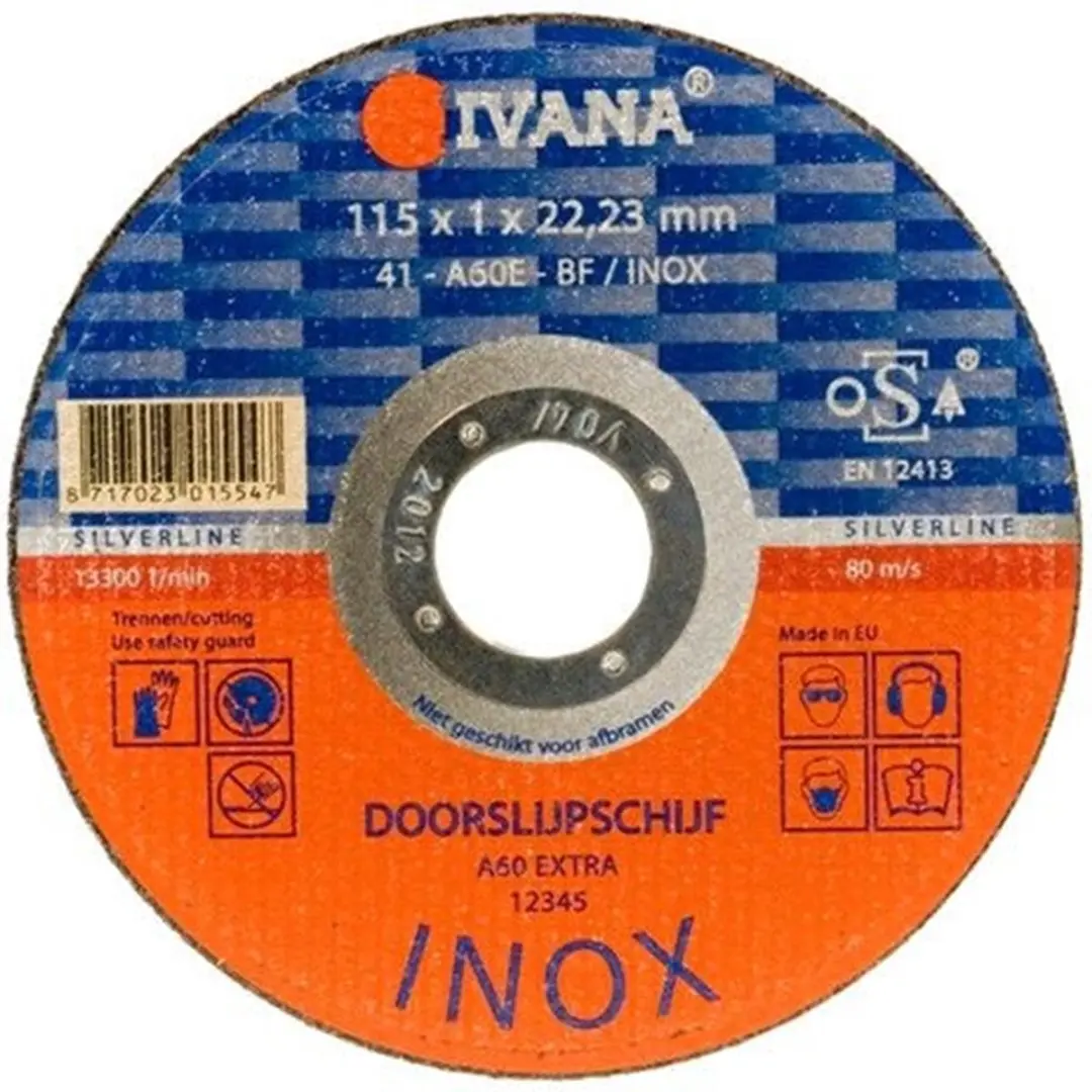 Ivana Doorslijpschijf Inox Vlak 115x1x22.2mm