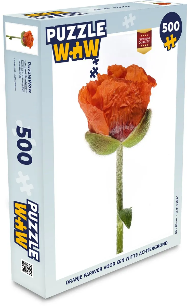 PuzzleWow Legpuzzel Oranje Papaver 500 Stuks