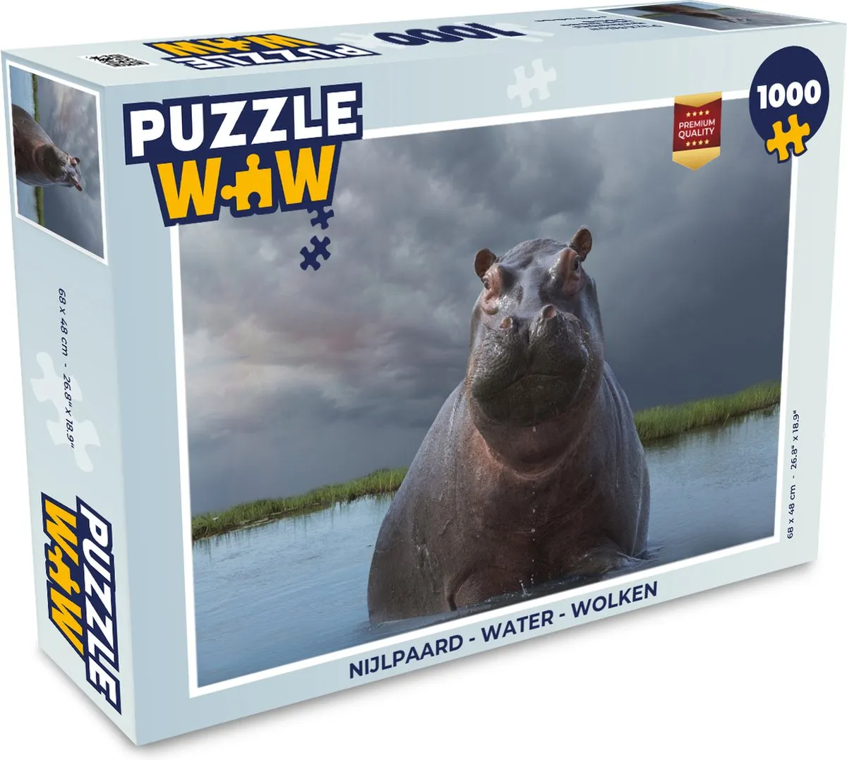 PuzzleWow Nijlpaard Water Wolken Legpuzzel 1000 Stuks