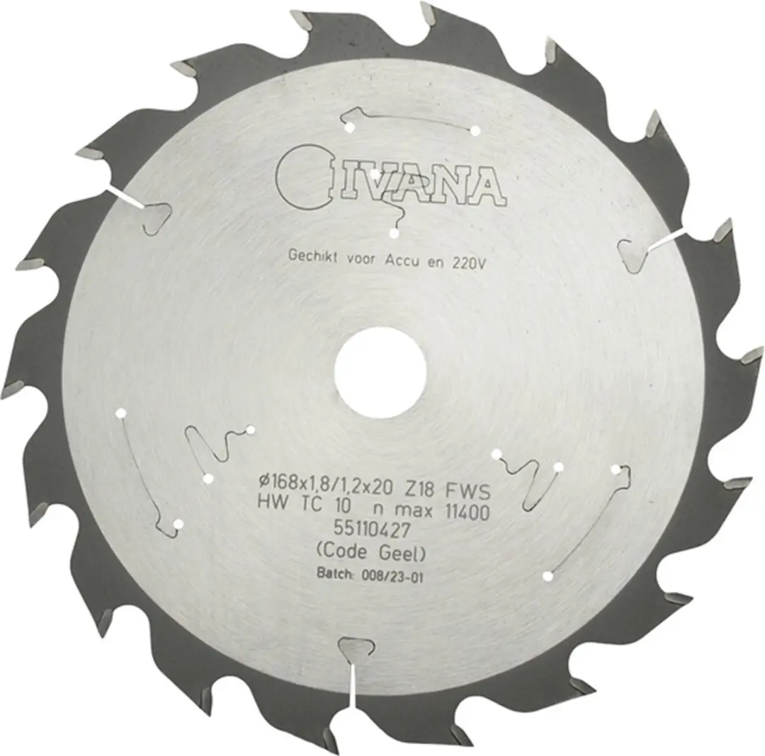 Ivana Cirkelzaagblad Hardmetaal 168x1.8mm/1.2x20mm Z= 18FWS Hout