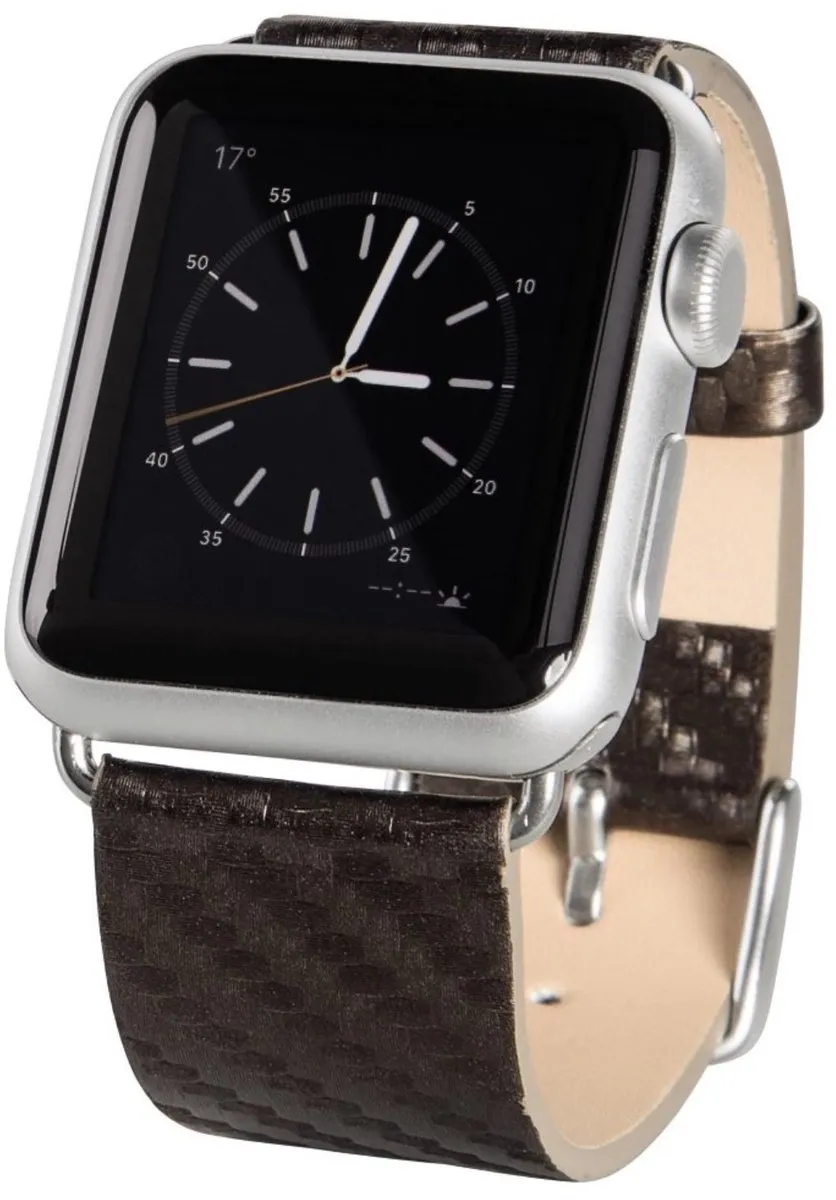 Hama Carbon Horlogeband Apple Watch 38mm - Bruin