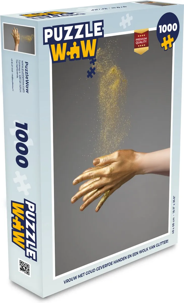PuzzleWow Legpuzzel Vrouw met Goud Glitters 1000 Stuks