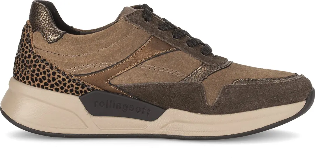 GABOR DAMES SNEAKERS BRUIN 0104.01.002 VERLOUR/PERL/GIRAFFE NUT/BROWN/BRONCE MAA
