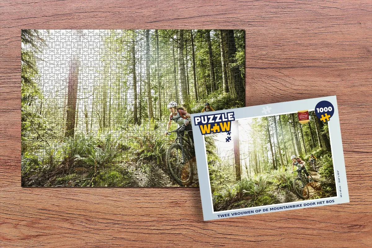 PuzzleWow Legpuzzel Twee Vrouwen op de Mountainbike 1000 Stuks - Multicolor