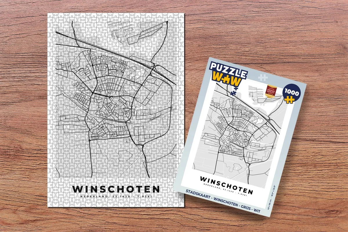 PuzzleWow Stadskaart Winschoten Puzzel - 1000 Stuks - Multicolor