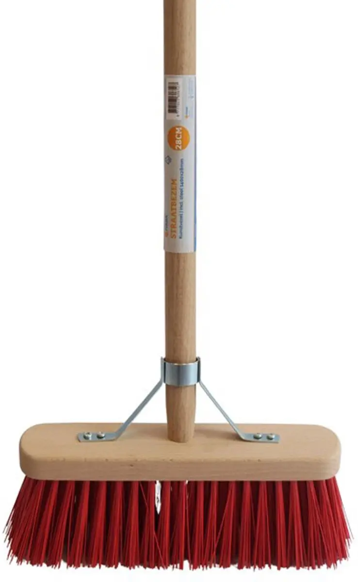 Bezem Rood Ivana P.V.C. 28Cm Met Steel 140Cm 57464