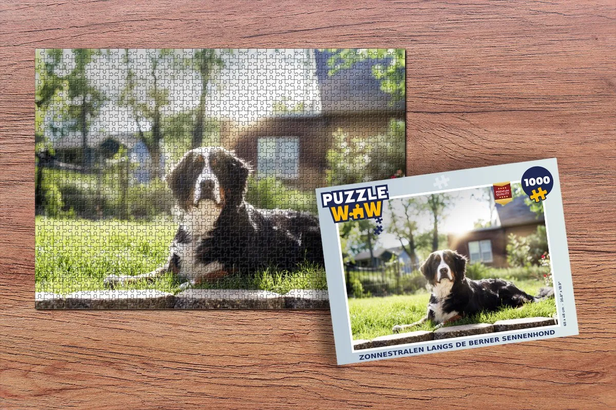 PuzzleWow Legpuzzel Zonnestralen Berner Sennenhond 1000 Stuks - Multicolor