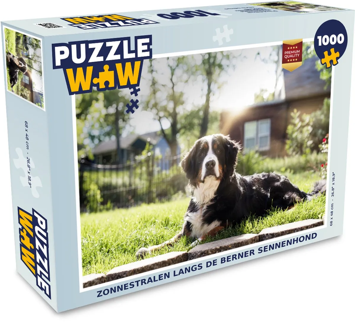 PuzzleWow Legpuzzel Zonnestralen Berner Sennenhond 1000 Stuks