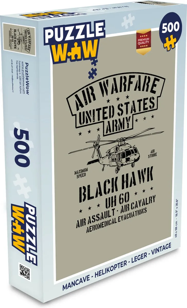 PuzzleWow Mancave Helikopter Legpuzzel 500 Stuks