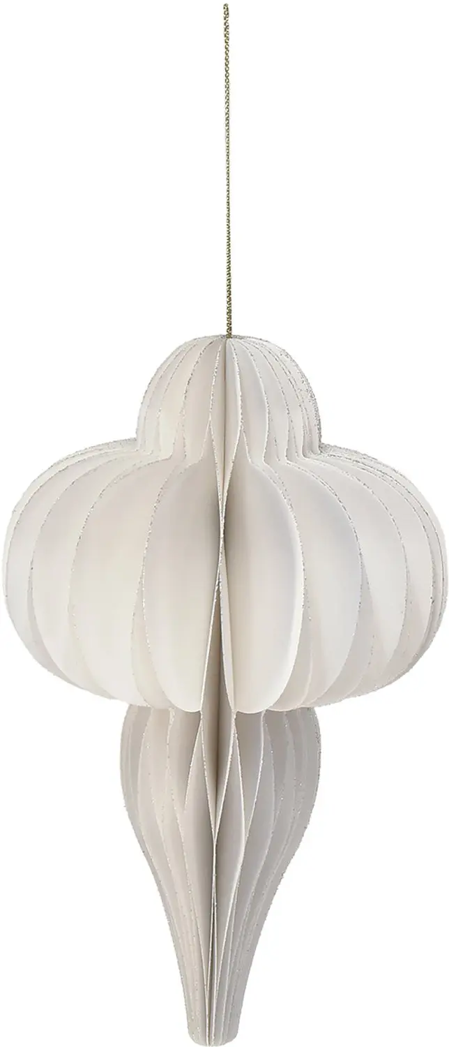 Kaemingk Papieren Pegel Kerstornament 20cm - Wit - afbeelding 2 van 6