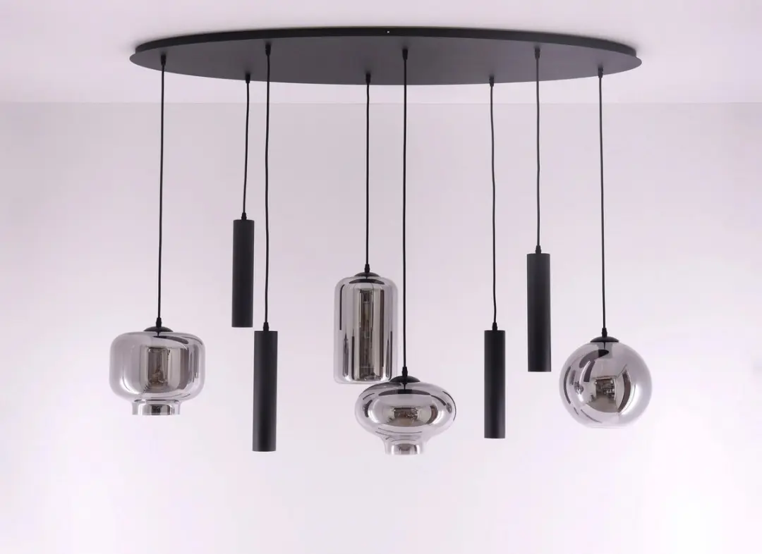 Hanglamp ovaal combi Smoke & Kokers gu10
