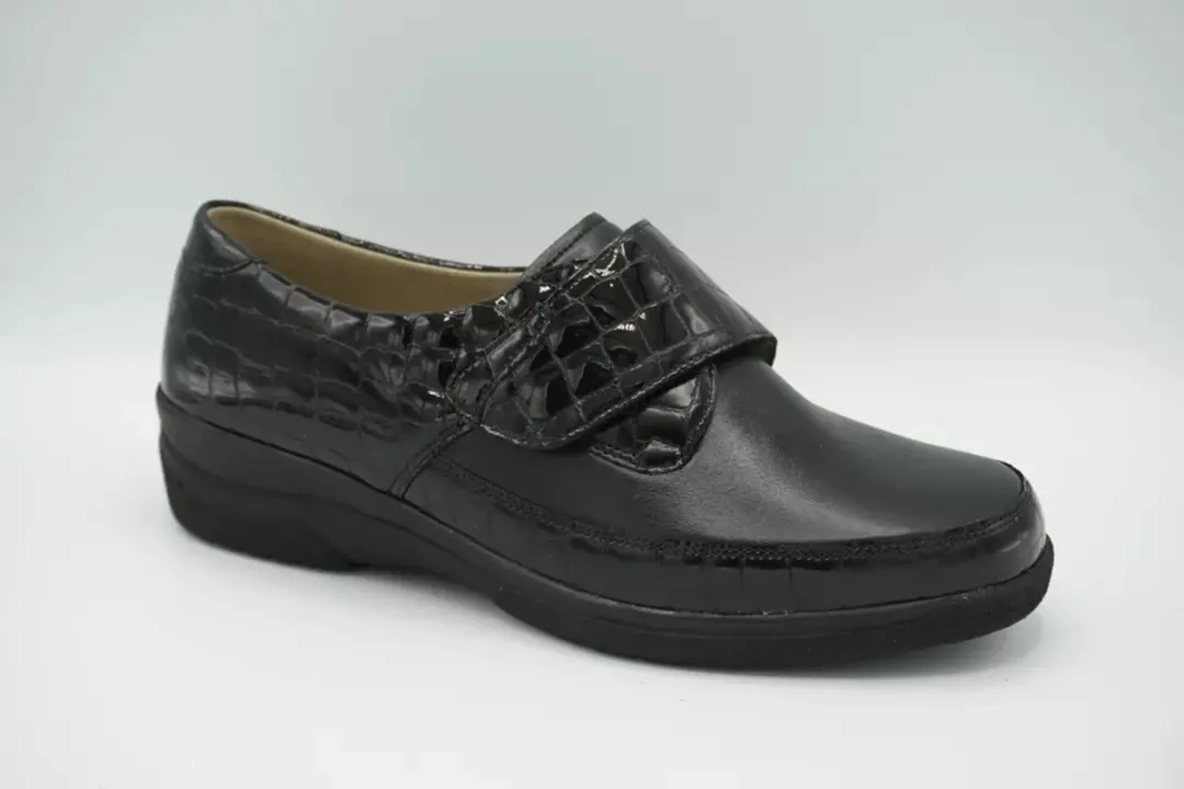 SOLIDUS - Schoenen - dames - Hedda 26530-00023, FLEX kalfsleer, Krokolack, Nappa, zwart (K) maat EU: 41 1/3 en UK: 7,5 - afbeelding 2 van 6