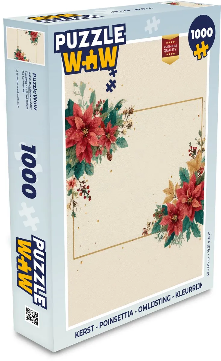 PuzzleWow Kerst Puzzel Poinsettia 1000 Stuks