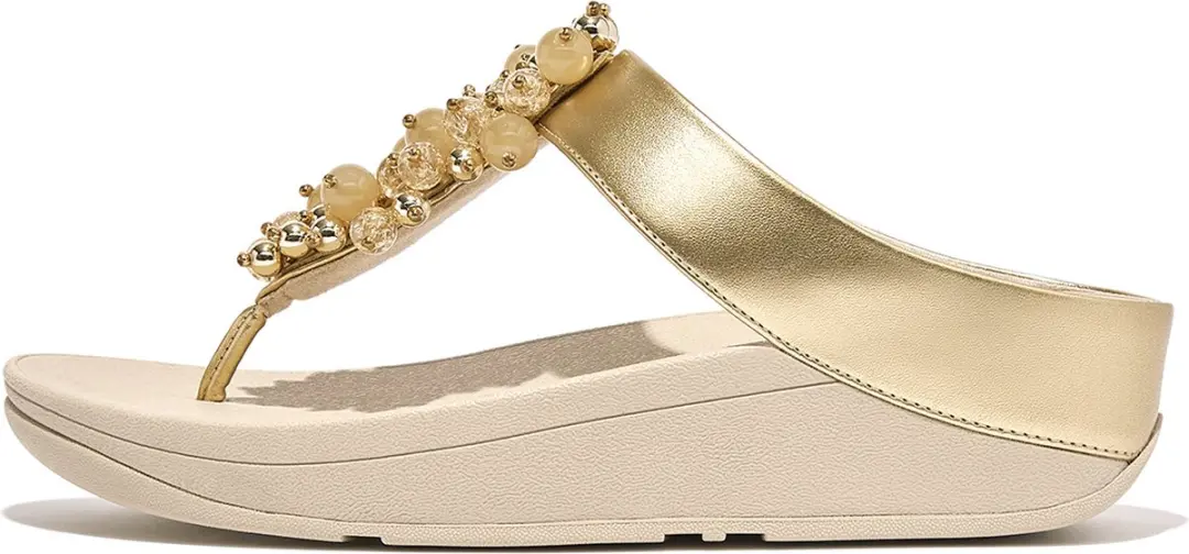 FitFlop Fino Bauble-Bead Toe-Post Sandals GOUD