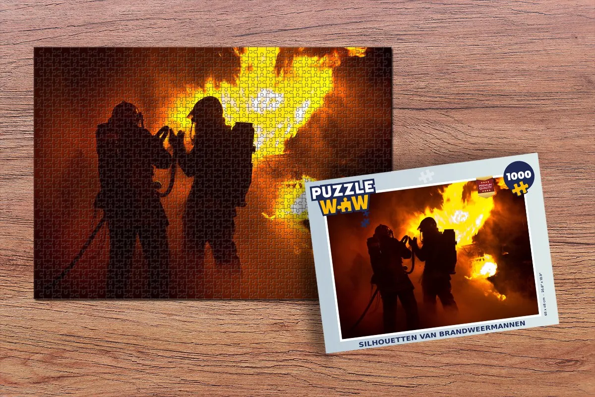 PuzzleWow Silhouetten Brandweermannen Legpuzzel 1000 Stuks