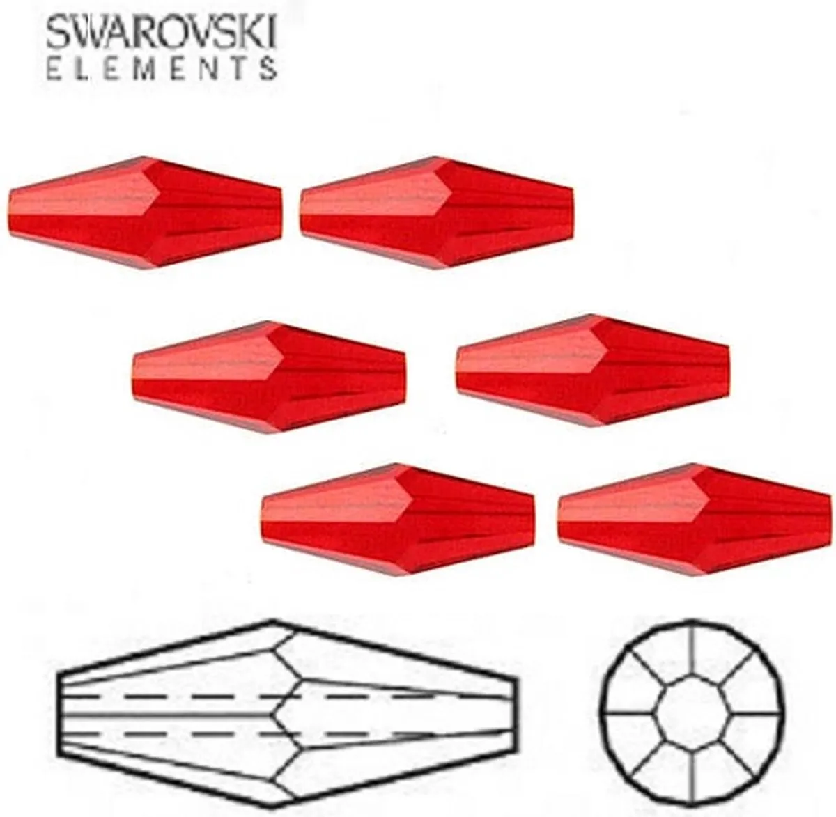 Swarovski Elements Bicone 5205 25x10mm Light Siam