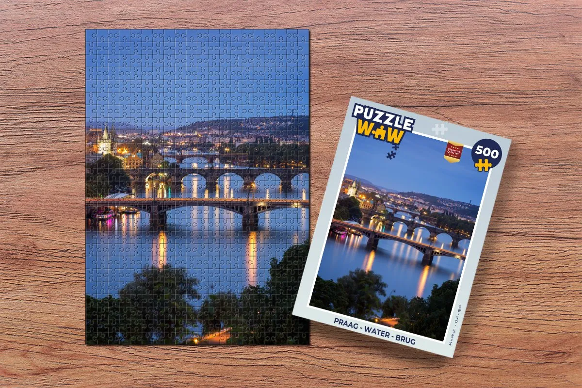 PuzzleWow Praag Water Brug Legpuzzel 500 Stuks - Multicolor
