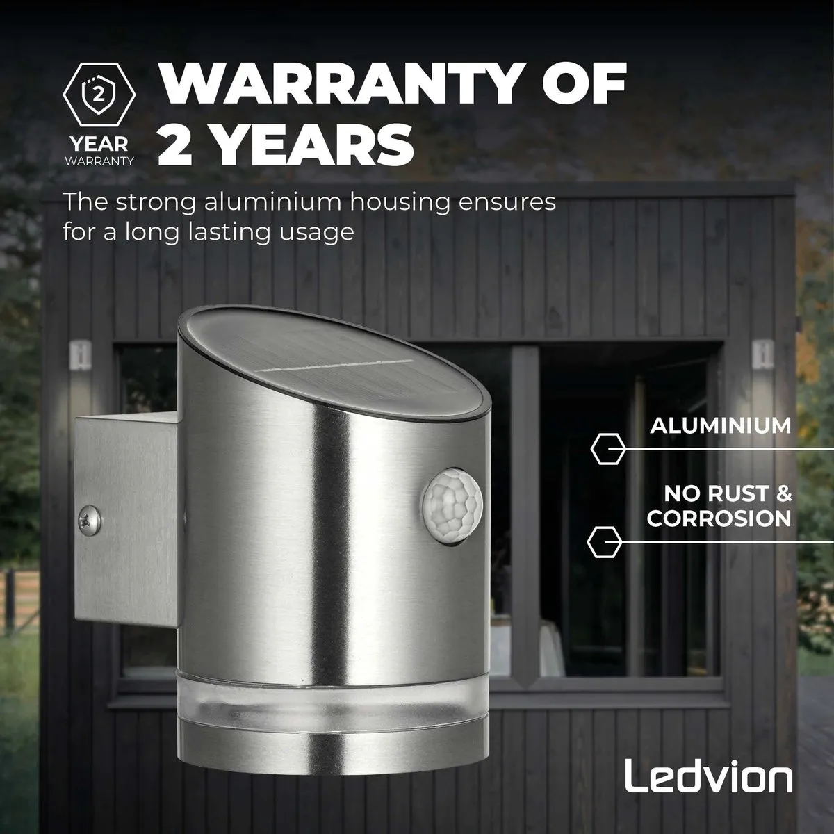 Ledvion Elara Solar LED Wandlamp - 2x 7,5W 3000K IP44 RVS