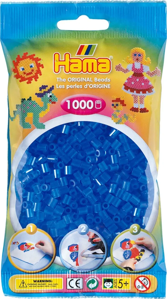 Hama Strijkkralen 1000 Stuks - Transparant Blauw