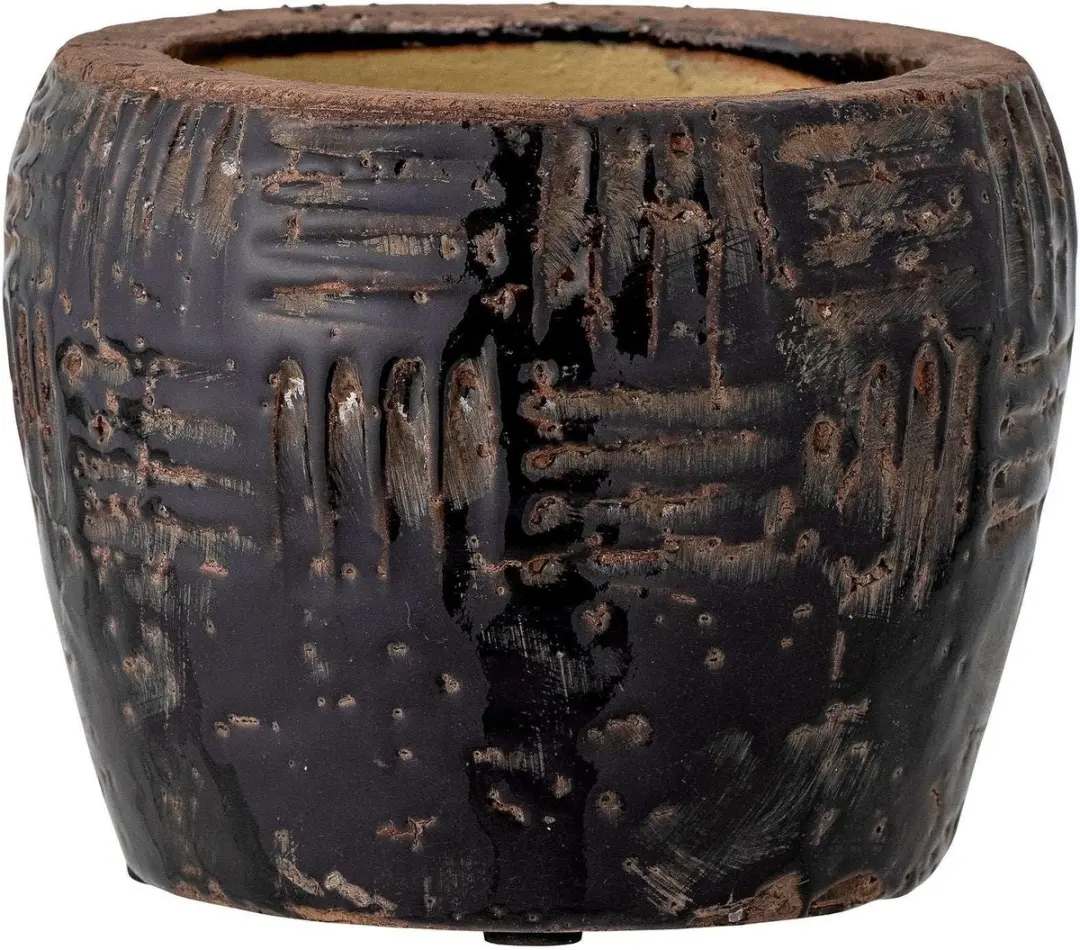 Bloomingville Bloempot terracotta zwart Muan 14cm