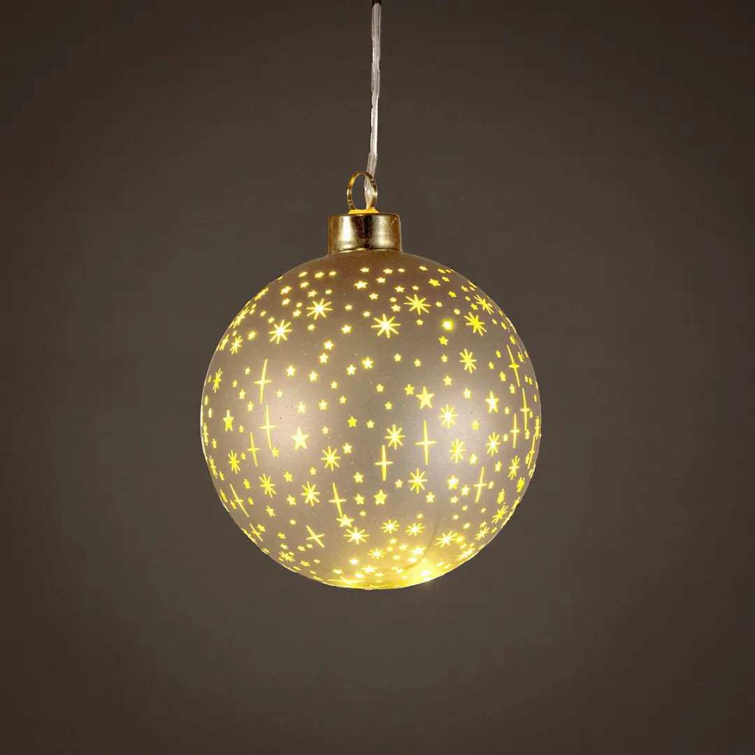 Anna's Collection LED Kerstbal Champagne Sterren Ø10cm - afbeelding 2 van 3