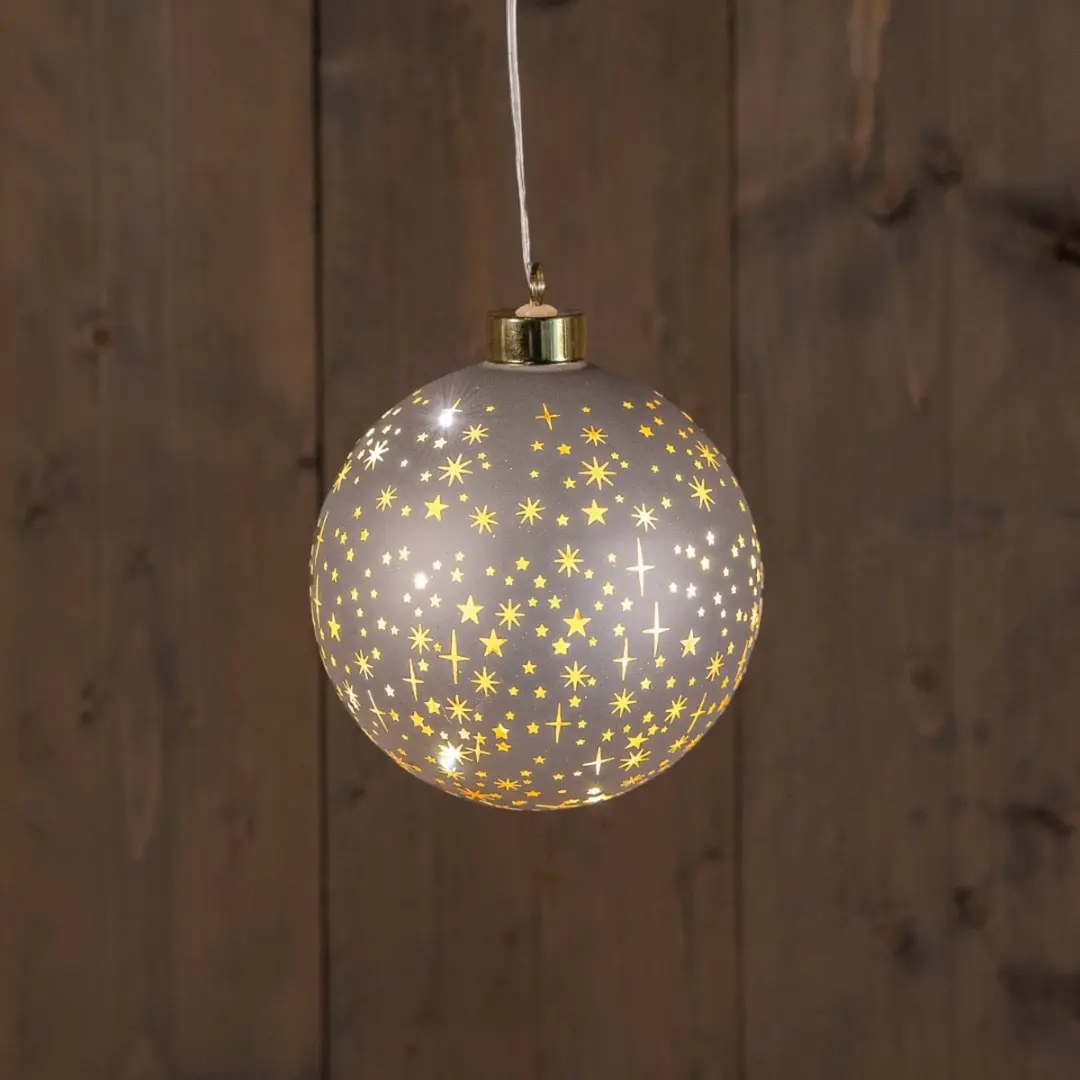 Anna's Collection LED kerstbal champagne sterren Ø12cm