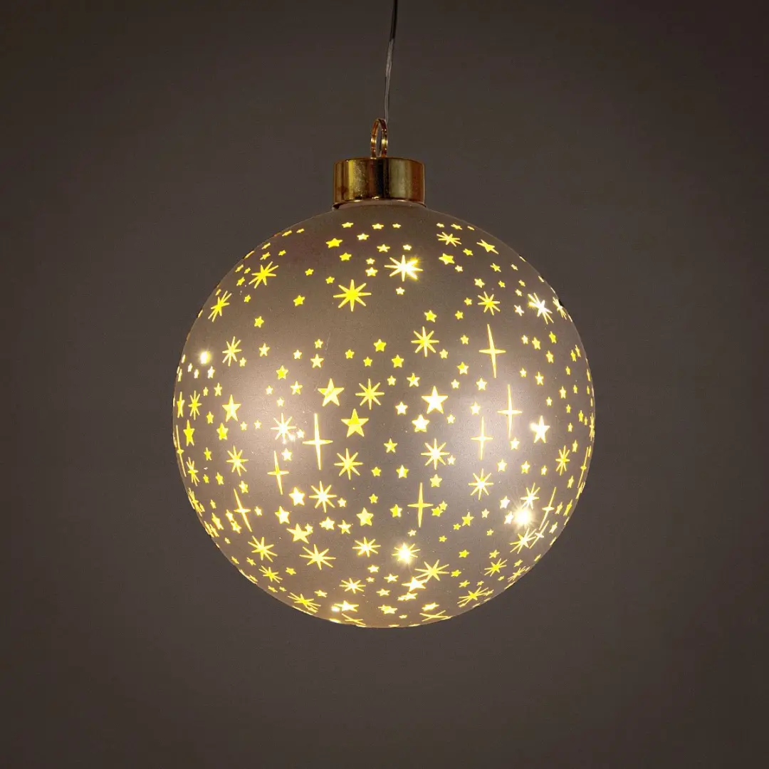 Anna's Collection LED kerstbal champagne sterren Ø12cm - afbeelding 2 van 3