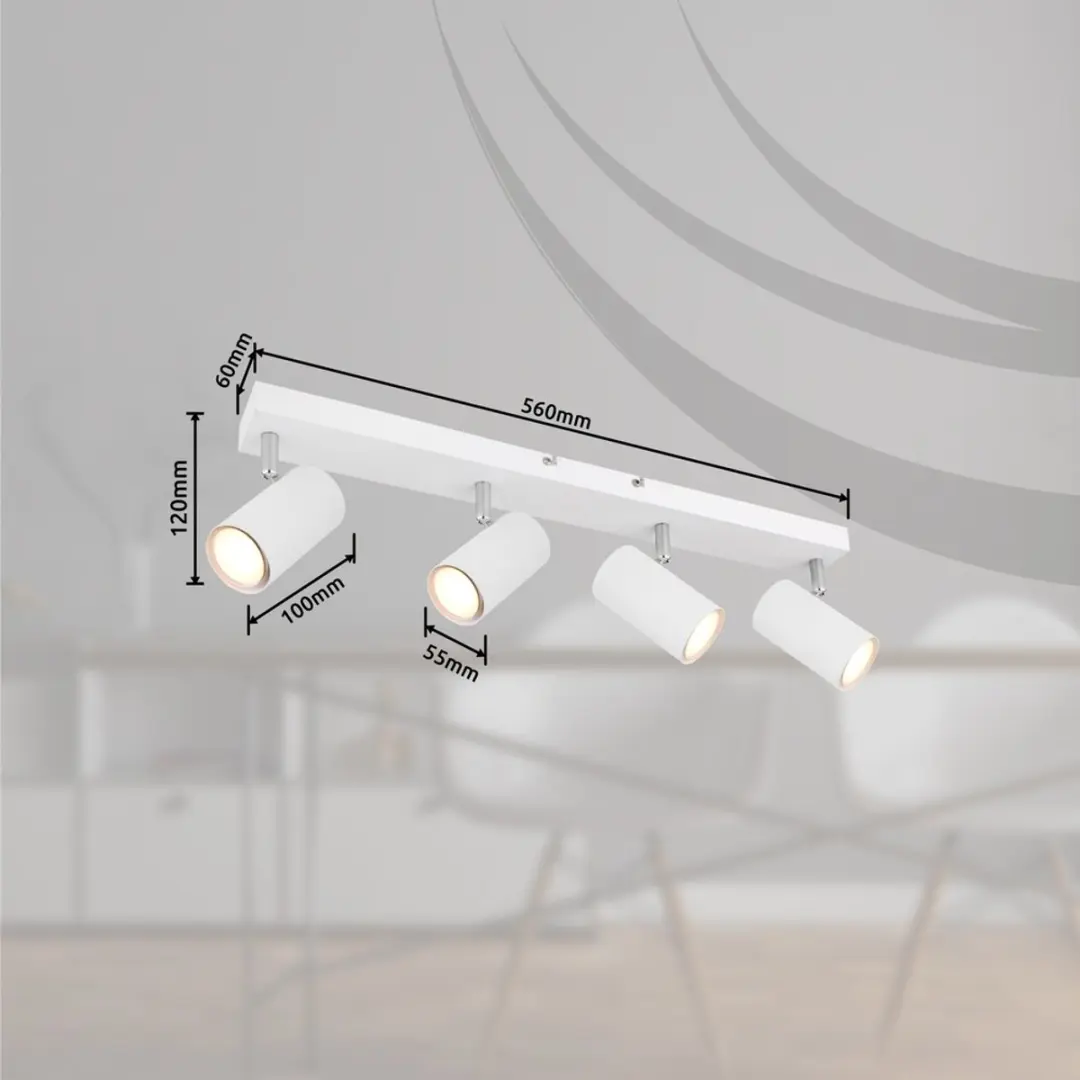 Globo Robby Plafondspot 4-lichts GU10 57911-4W - Wit - afbeelding 4 van 6