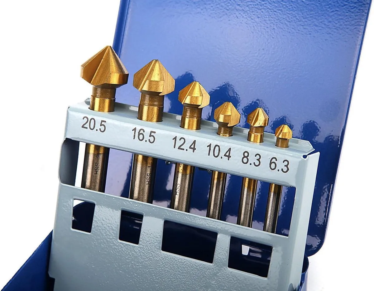 HBM Verzinkboorset HSS 6-delig - Metaal - 6.3mm