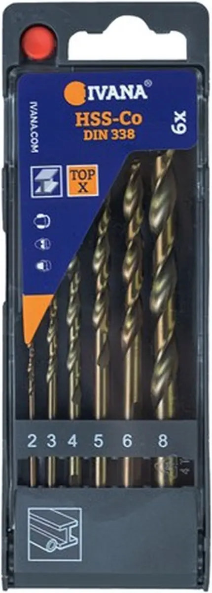 Ivana HSS-Co Spiraalborenset Top-x Din 338 6-Delig